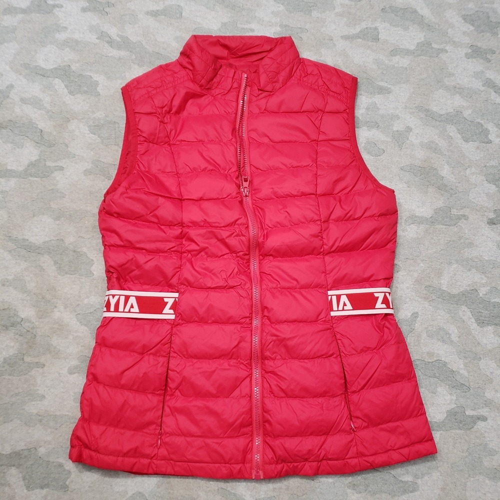 Zyia Active Puffer Vest Womens XL Red Quilted Down Full Zip Pockets NWT